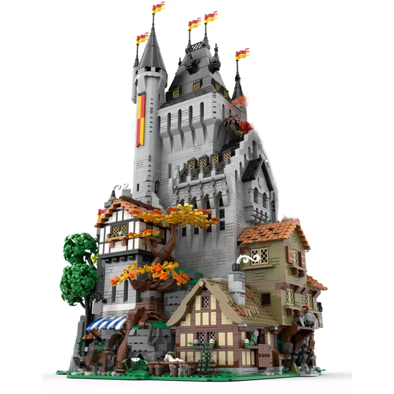 9630pcs Moc The Lion Knights' High Tower Building Blocks Medieval Modular Buildings Castle Assembly Bricks Toys Kids Gifts