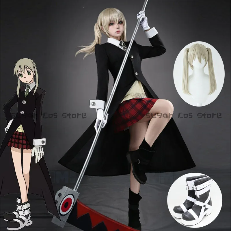 Anime Maka Albarn Cosplay Costume Anime Scythe Meister Maka Schhol Uniform Schoolgirl Outfit Wig Hallowmas Party For Women Men