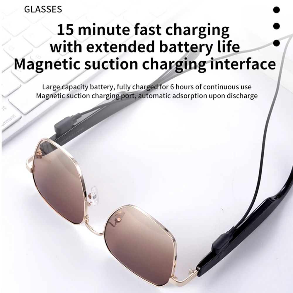 MZ02 Smart Glasses with Voice Call UV Protection Voice Assistant Navigation Outdoor Sports Wearable Headset