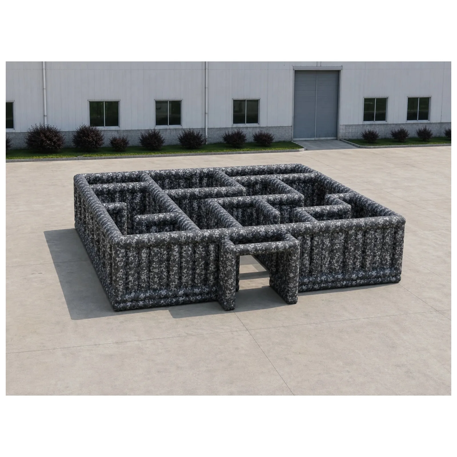 Large Gray Camouflage Open Inflatable Maze 8X8m 26X26ft with Blower Venue Events Outdoor Party Events Kids and Adults Adventure