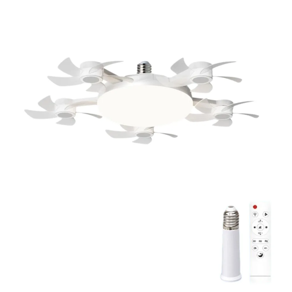 2 in 1 5 Heads Ceiling Fan Light 3 Lighting Modes with Remote Control Hanging Fan with LED Light Easy Installation
