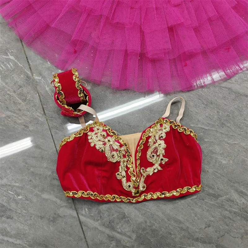 BT01549 Profesional de alta calidad Tamaño personalizado 7 capas Niños Niñas Mujeres Ropa de actuación para adultos Trajes de tutú de ballet de pájaro rosa