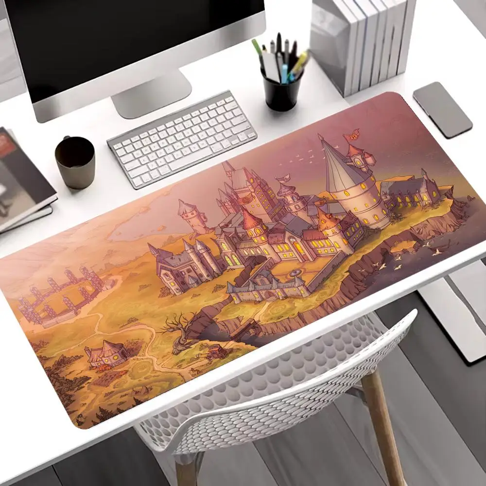 Retro castle mtg Mouse Pad Large Gaming Non-slip Mousepad XXL Seamed Edge Mousepads Art Mausepad Laptop Tablet Mat PC Playmat