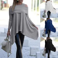 Dressy Tunics For Women Off Shoulder Womens Long Sleeve Blouses Formal Solid Tunic Tops To Wear With Women'S Shirt рубашка - Image 5