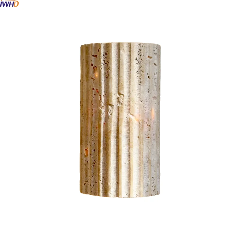 

IWHD Yellow Travertine Interior LED Wall Lamps Balcony Bedroom Home Design Nordic Modern Stair Light Fixture Applique Murale