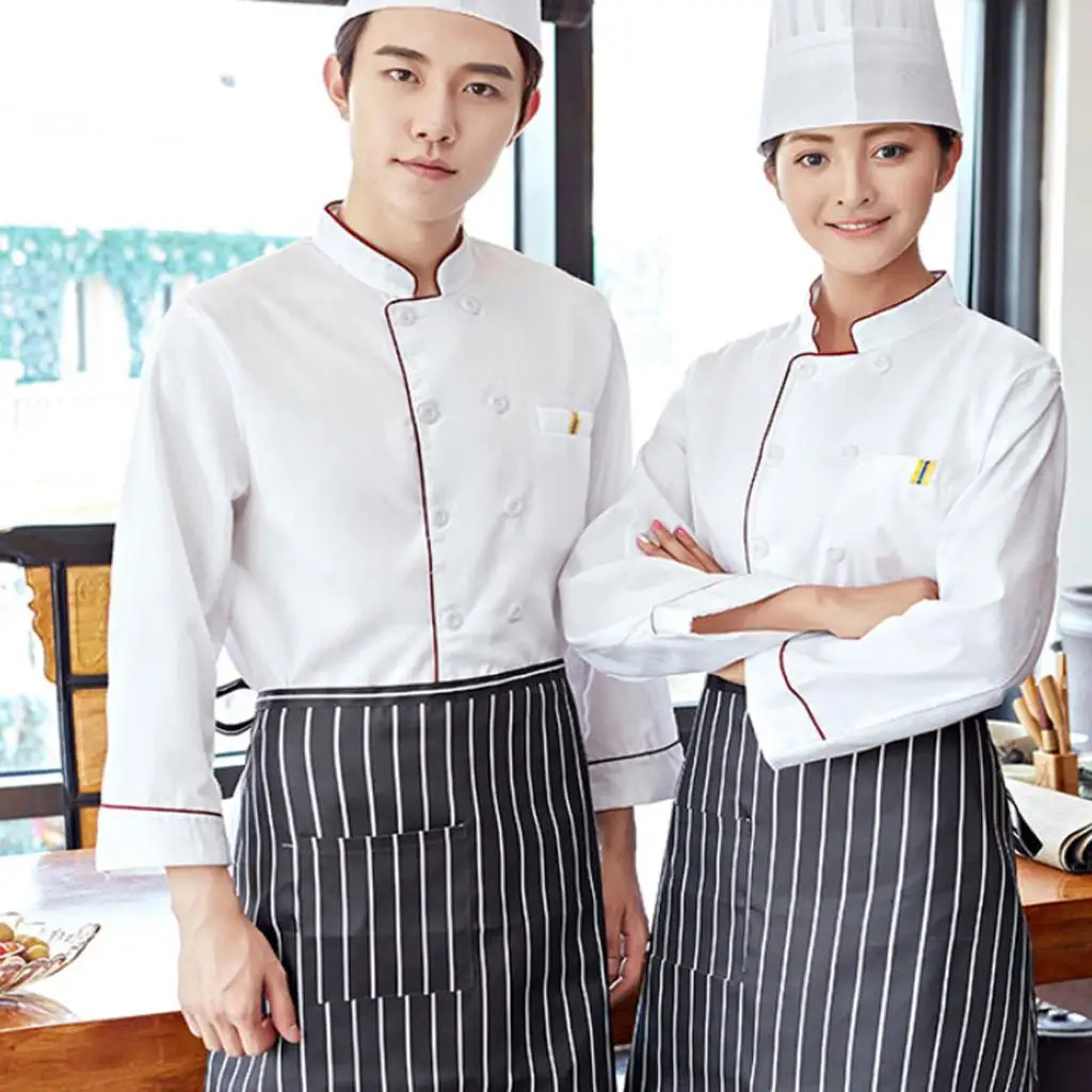 Unisex Chef Coat Long Sleeve Comfortable Executive Chef Apparel Quick Drying Uniform for Restaurant Hotel Kitchen