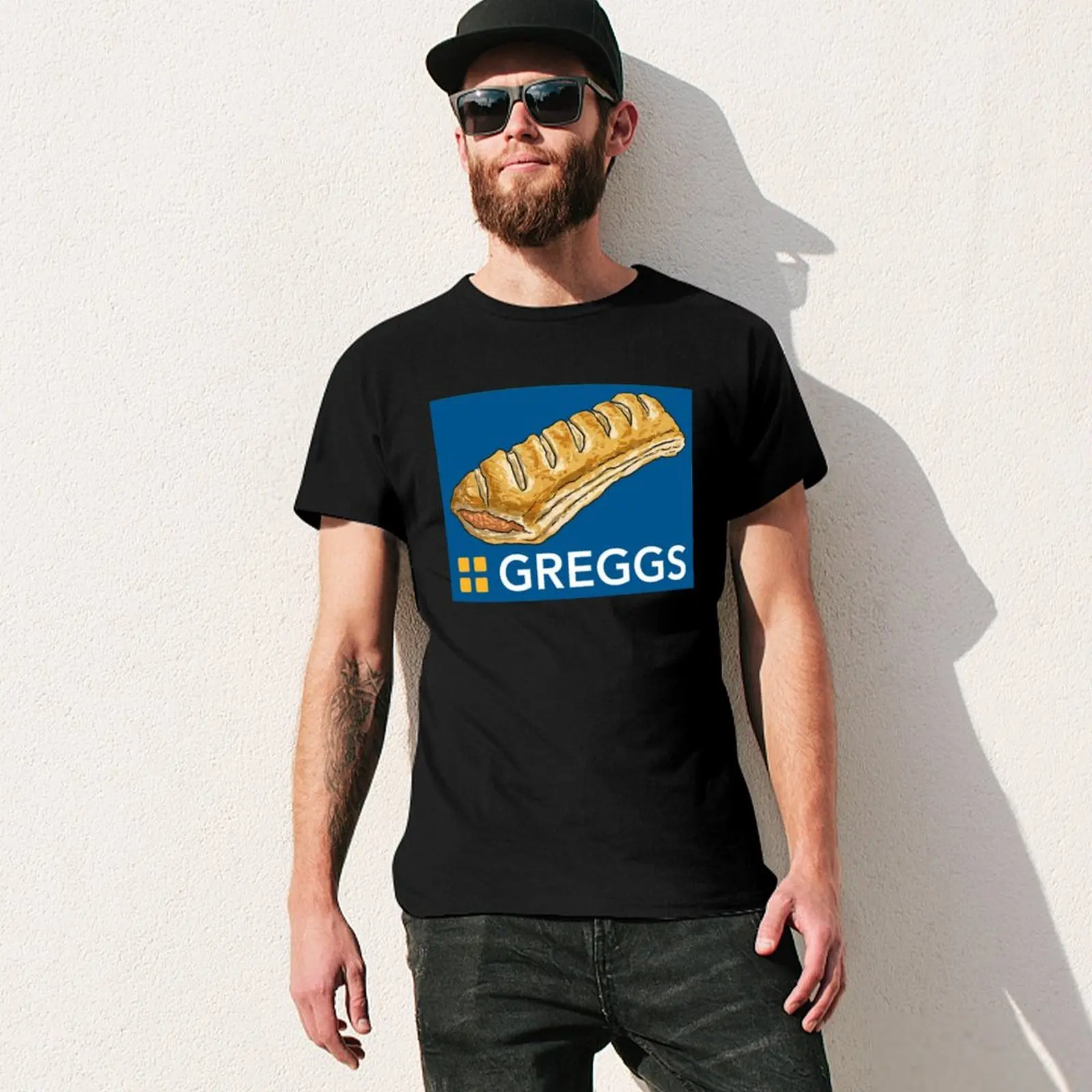 GREGGS logo with Sausage Roll T-Shirt vintage clothes cotton graphic tees t shirts for men pack image 3