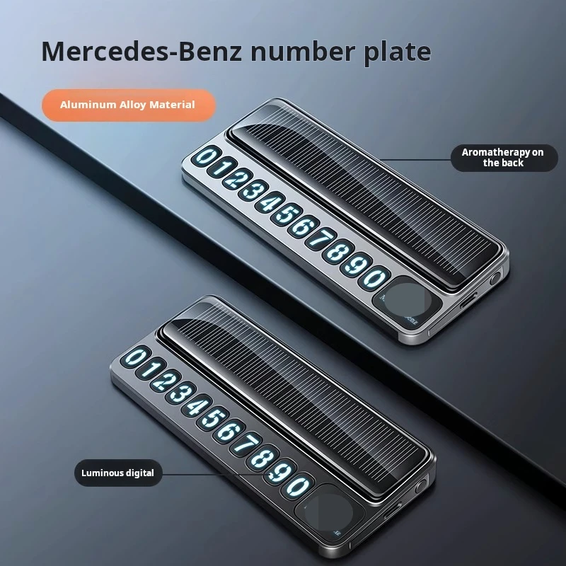 Support for 2024 mercedes-benz e-class s-class creative luminous solar aromatherapy alloy parking plate moving number plate