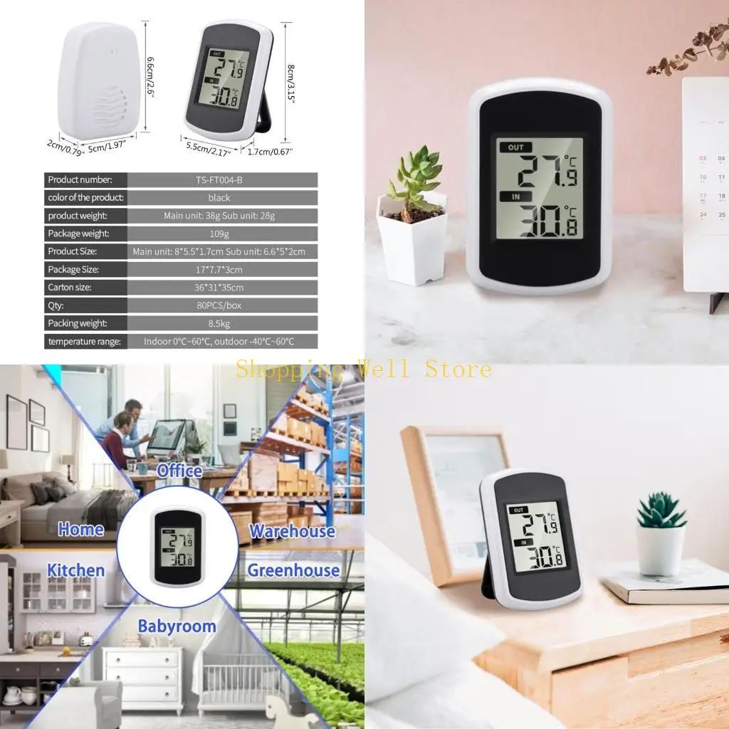 

KX4B Настенное крепление Беспроводной внутренний наружный термометр Измерение температуры