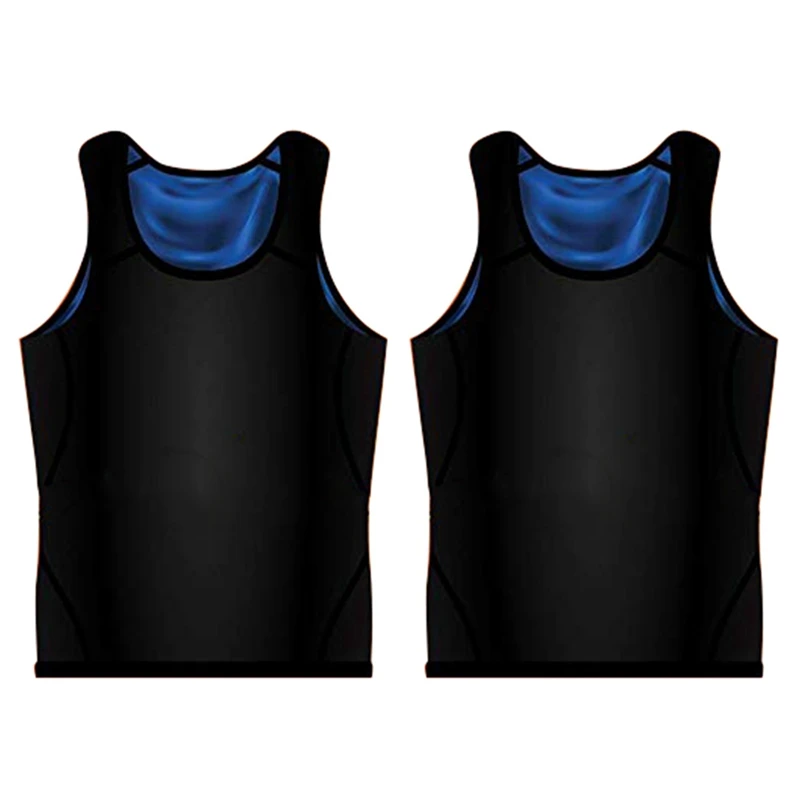 2 Pcs Sauna Vest Premium Workout Tank Top Sweat Shaper Polymer For Slimming Weight Loss Fitness Men's X/L & S/M