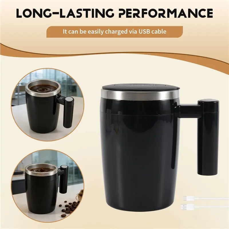 

[NEW!A93G】 Automatic Magnetic Stirring Coffee Mug, Self-Stirring Coffee Mug With Temperature Battery LCD, Rechargeable Coffee Mu
