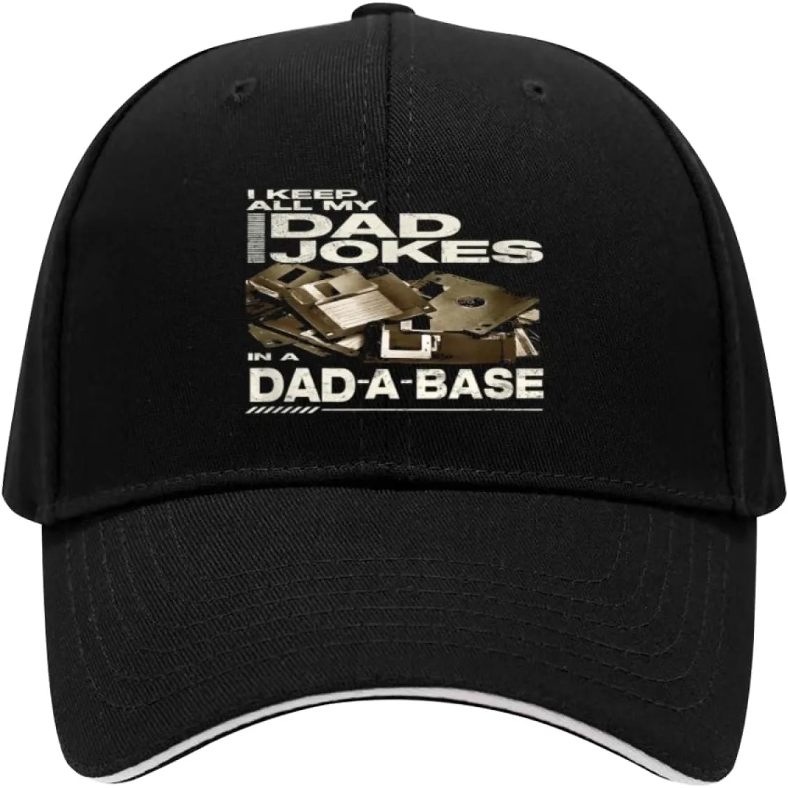 Dad-A-Base Cant Be Hacked Funny Father Joke Retro Floppy Hats for Men Women Baseball Cap Stylish Washed Hiking Hats Fitted