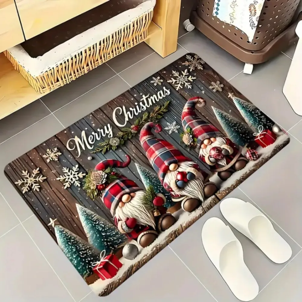 

40*60cm Christmas Absorbent Bath Rug Mat Square Crystal Velvet Toilet Entrance Mud Mat Quick Dry Ultra Thin