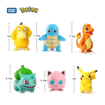 Pokemon figurki Anime Cartoon zabawki modele z pcv Pikachu Charmander Psyduck Bulbasaur Kawaii zbieraj lalki prezenty dla dzieci