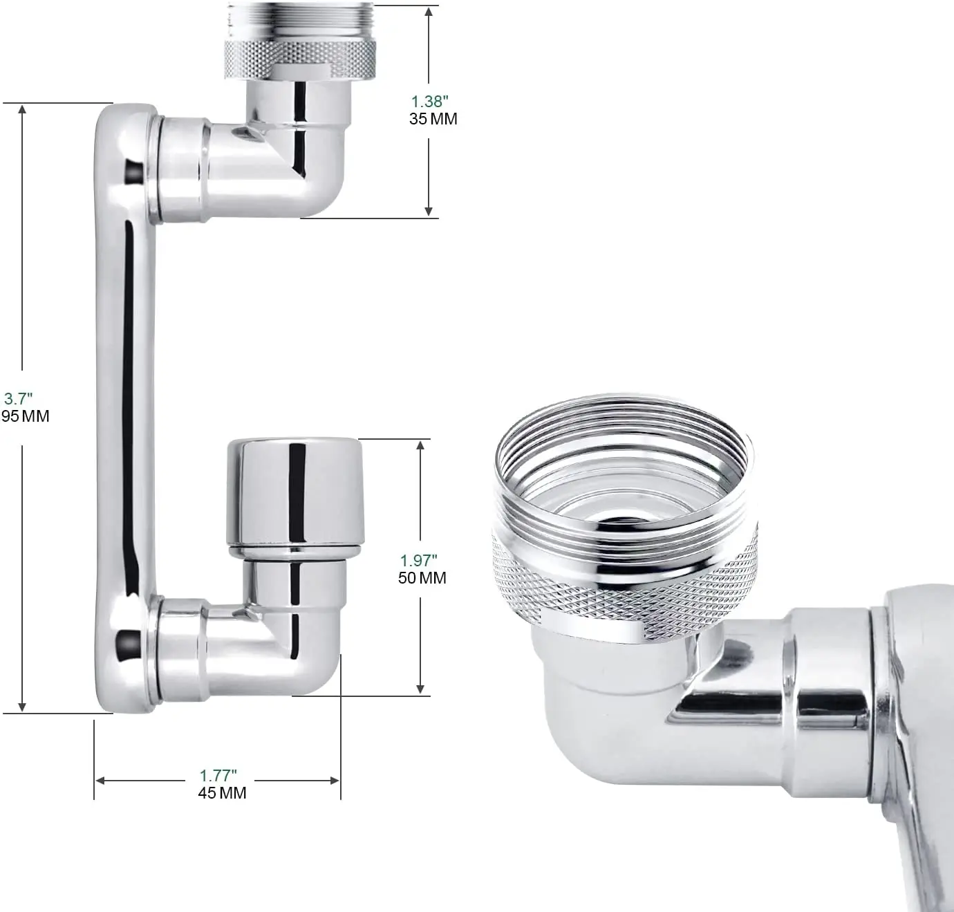 1080° Rotating Faucet Aerator Extender Large-Angle Water Nozzle Adapter Universal Splash Filter Kitchen Tap Exten