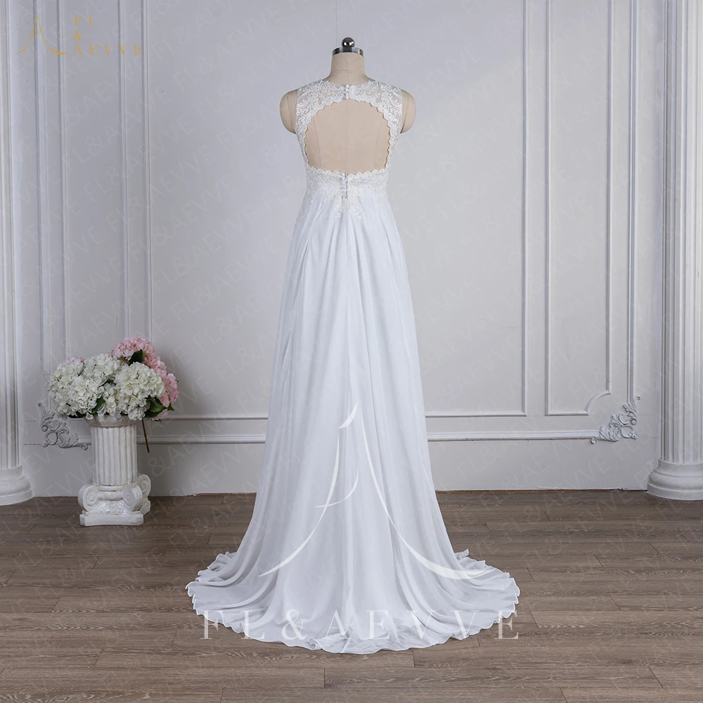 Vestido De novia informal exquisito De gasa blanca, nuevo en encaje, Vestido De novia con cuello en V, Vestido De novia romántico personalizado