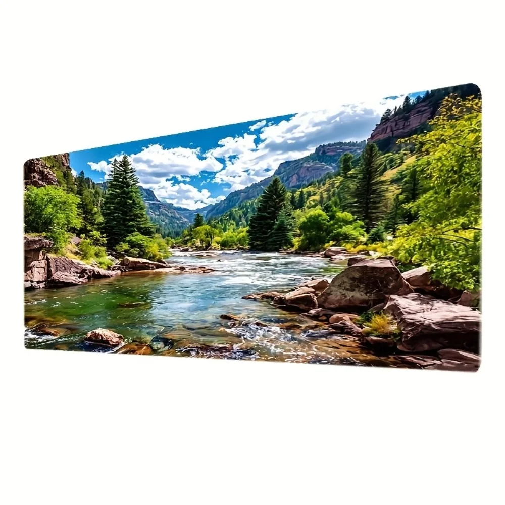 Creative Nature-Themed Mouse Pad | Fast-Flowing Stream And Lush Essential for The Perfect Workspace desk accessories