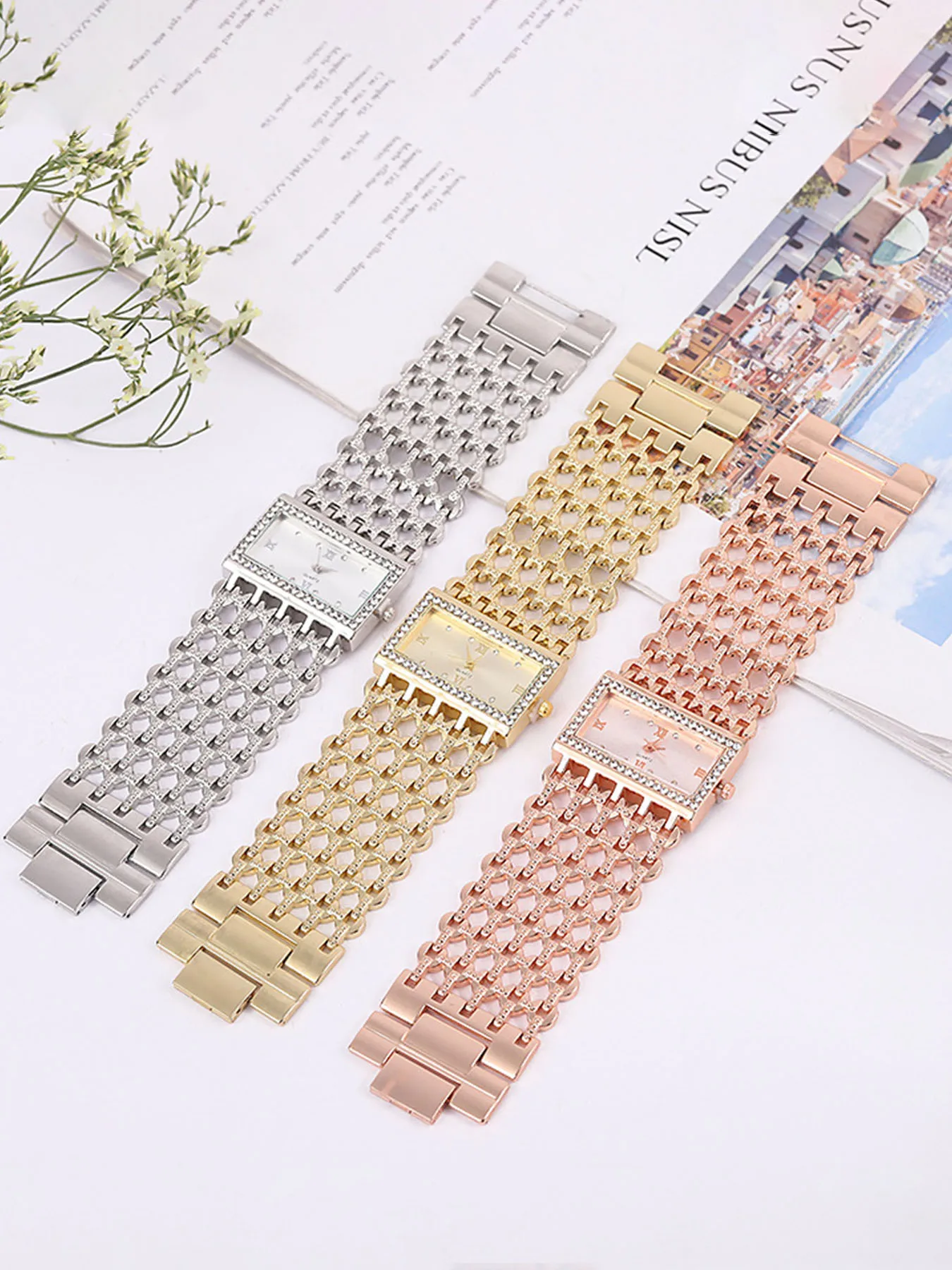 

Изысканный и универсальный комплект женских часов из 1 предмета, модные кварцевые часы, повседневные часы со стальной полосой, женские часы