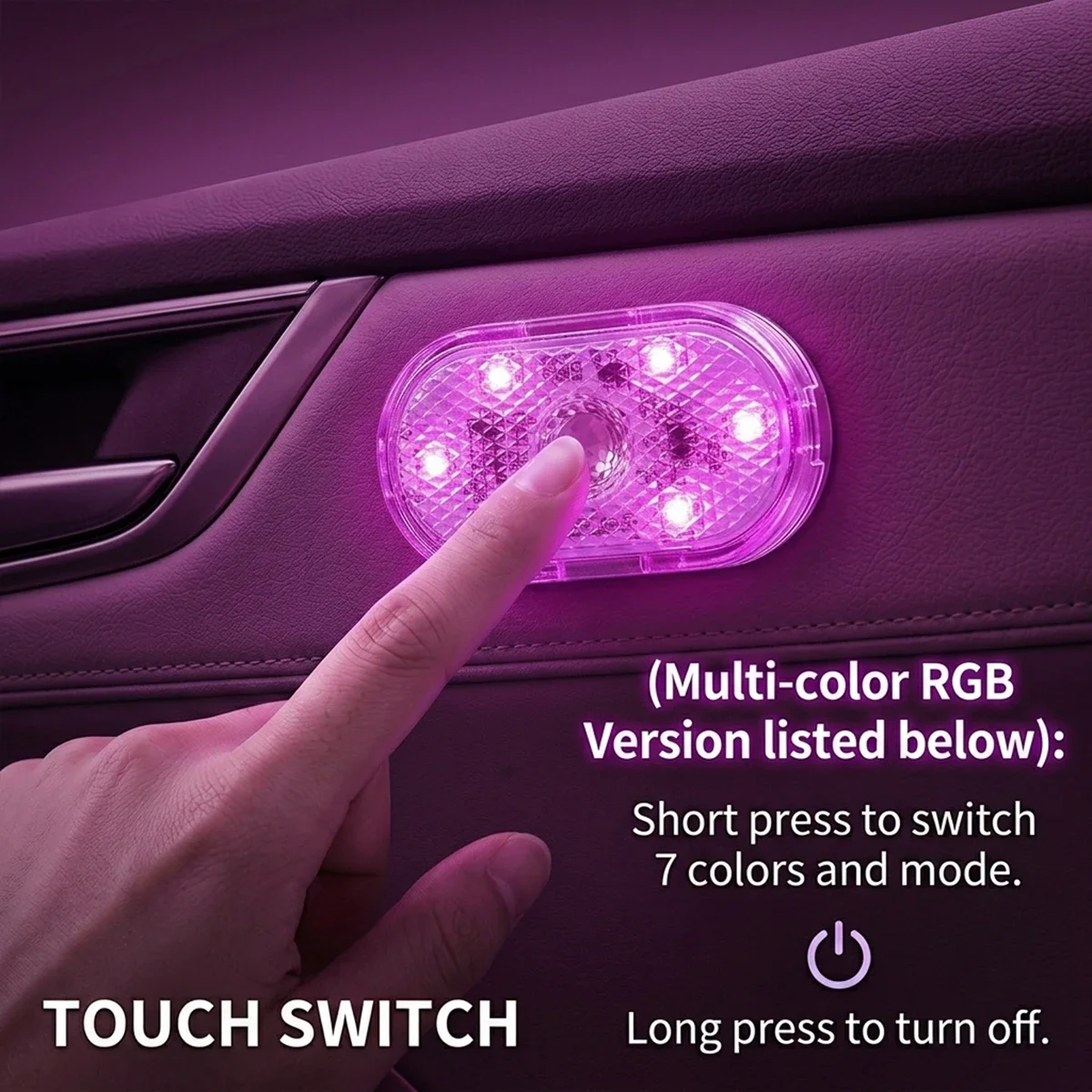 1-4 Stück Touch-Licht für Auto, LED-Licht mit 6 hellen LED-Perlen, Finger-Touch-Sensor, Leselampe, sanfte Beleuchtung für Kofferraum und Motorhaube – Detail 3