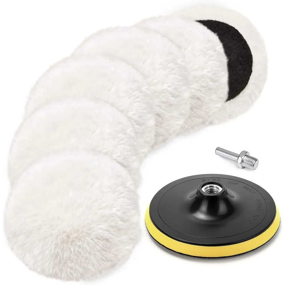 

6-дюймовый комплект шерстяных полировальных подушечек, 8 шт. полировальных подушечек с крючком и петлей, адаптер для сверла, комплект автомобильного буфера для полировки для Polis