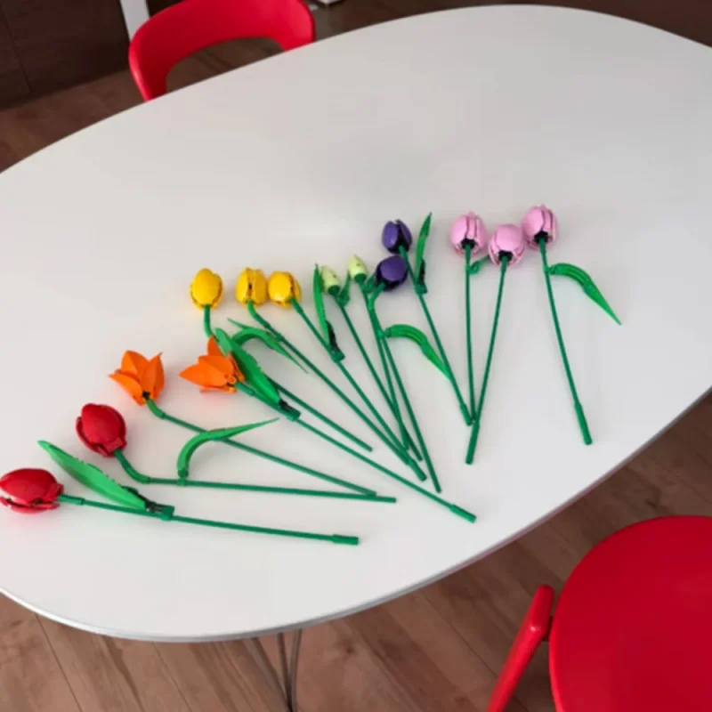 New Creative Plant Tulip Bouquet Building Blocks Artificial Eternal Flower Model Home Decoration Christmas Party Birthday Gift - view 5