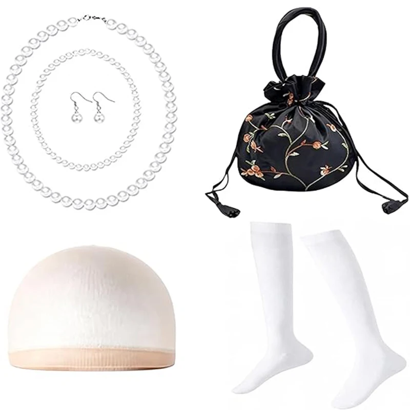 Kinderen oude dame rollenspel kostuum meisjes 100-dag van school aankleden oma grijze pruik oma bril sok carnaval cosplay accessoire