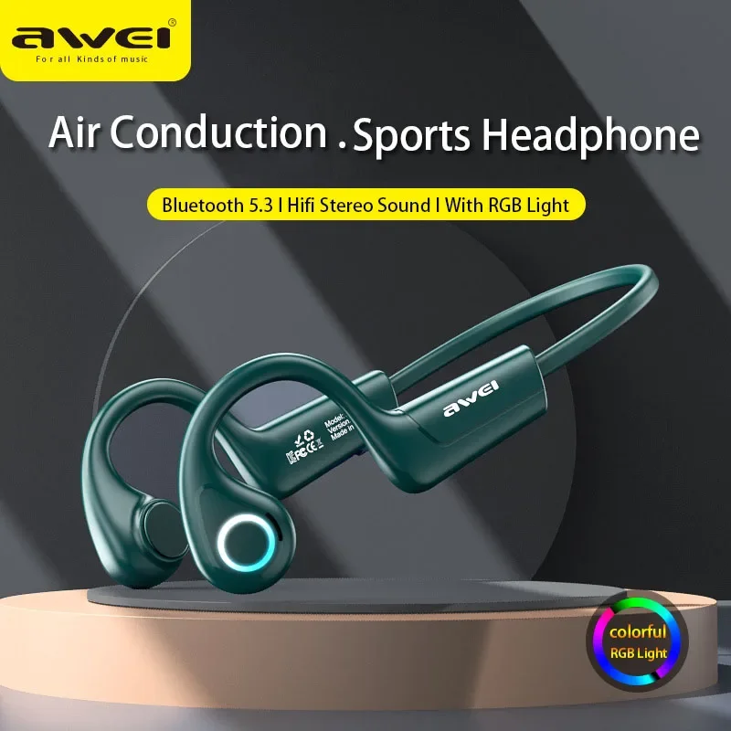 

Awei A886 Pro Wireless Bluetooth 5.3 Earphone Open Ear Air Conduction 360° Panoramic Sound Headphone Waterproof Ear Hook Running