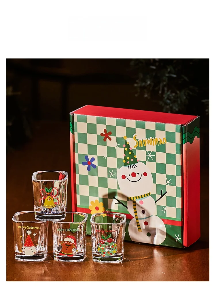 

Creative Cartoon Christmas White Wine Glasses Set Small Glass Cups U Mi LIVING Nordic Style Beverage Accessories