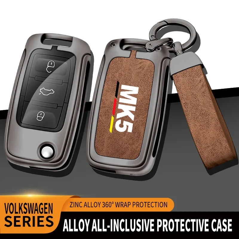 Auto TPU Zinc Alloy Key Case Bag For VW Volkswagen GOLF 5 MK5 Car Key Chain Car Metal Key Shell Interior Decoration Accessories