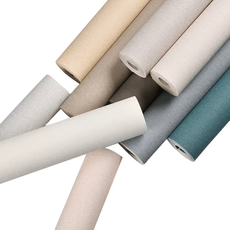 Solid Color Retro Nostalgic Industrial Style Linen Cloth Pattern Cement Pattern Peacock Blue Nordic Brushed Wallpaper