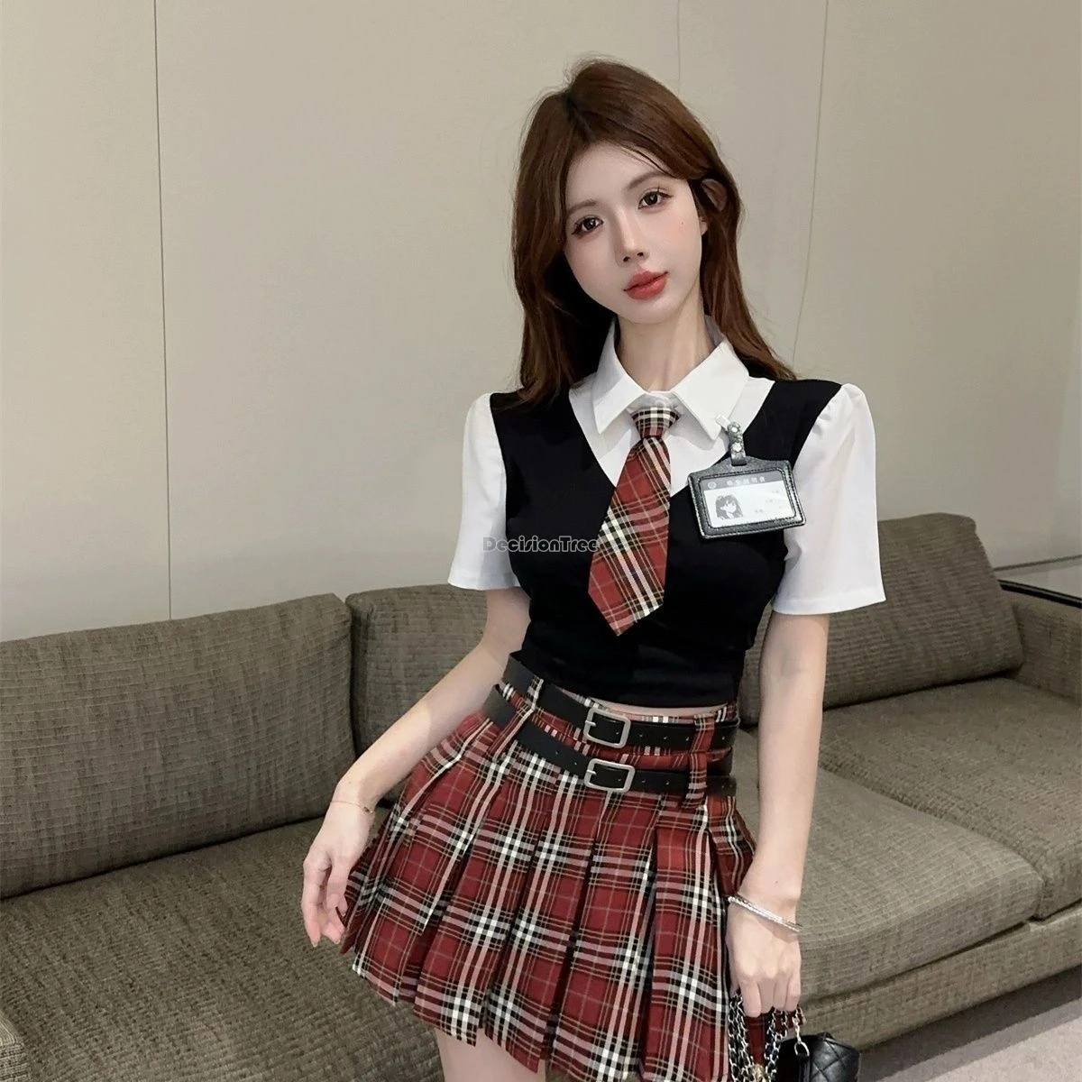 2025 الحلو موضة الكورية زي مدرسي نمط الصيف jk موحدة قصيرة الأكمام بلوزة نصف الاختيار تنورة 2 دعوى المرأة الصيف jk مجموعة