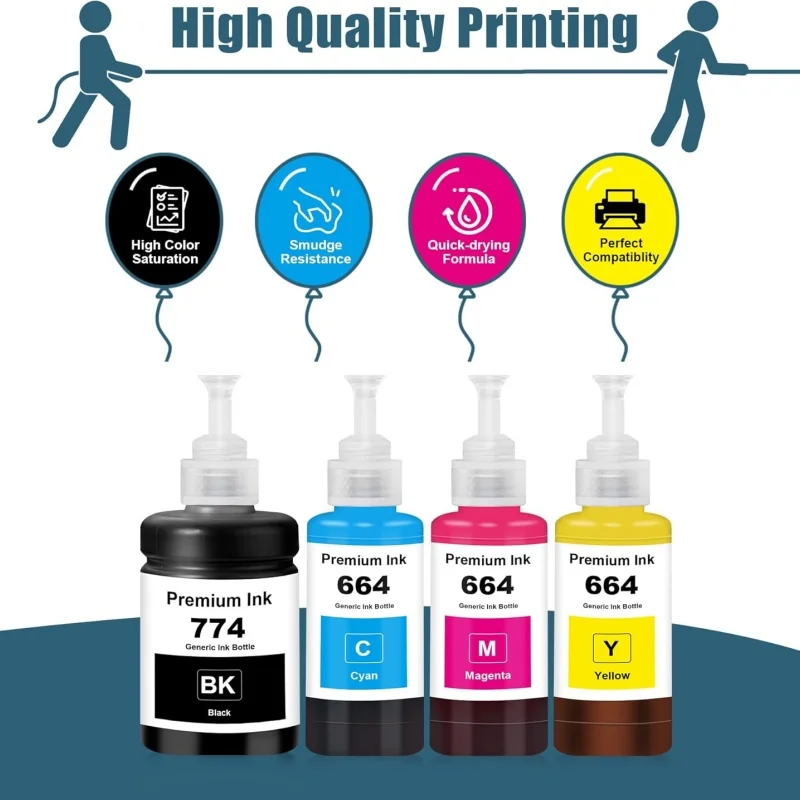 Refill Ink for Epson 664 774 T664 T774 t7741 for ET-2650 ET-2550 ET-4550 ET-16500 ET-4500 ET-3600 ET-2600 L310 L110 L210 Printer
