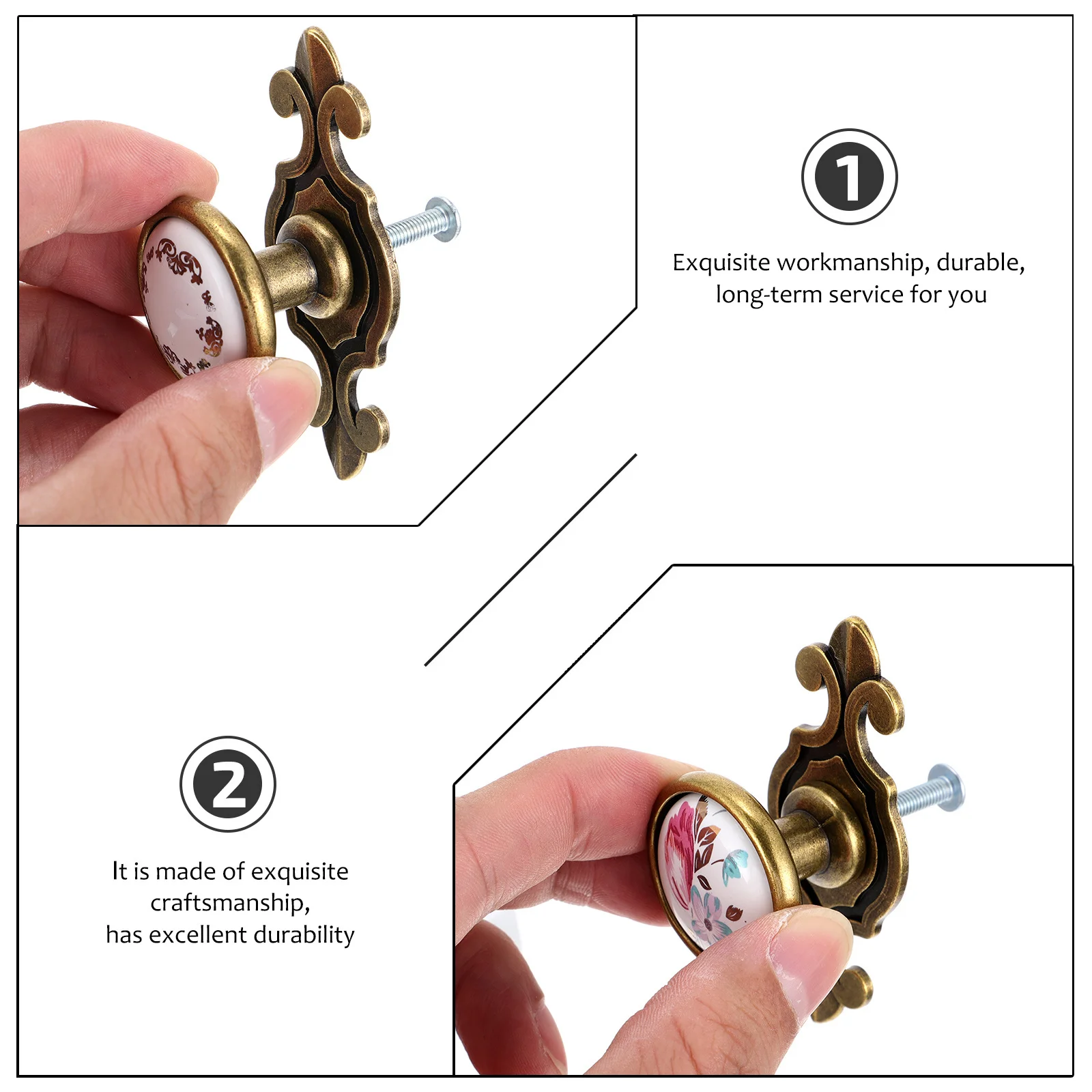 

6Pcs Ceramic Handle Modern Simple Design Smooth Polished Surface Easy Install Cabinet Drawer Knob for Wardrobe Door Furniture