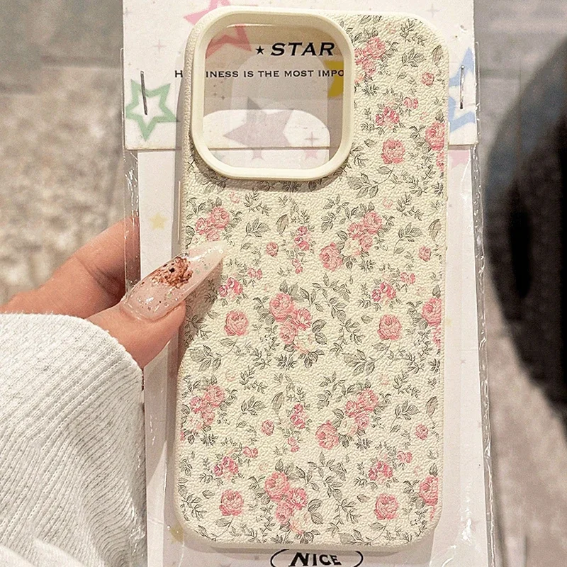 Rose Floral Ultra Protective Case For Iphone 18 Pro Max 14 13 12 11 17 16 15 Plus 17E Air Soft Leather Cover