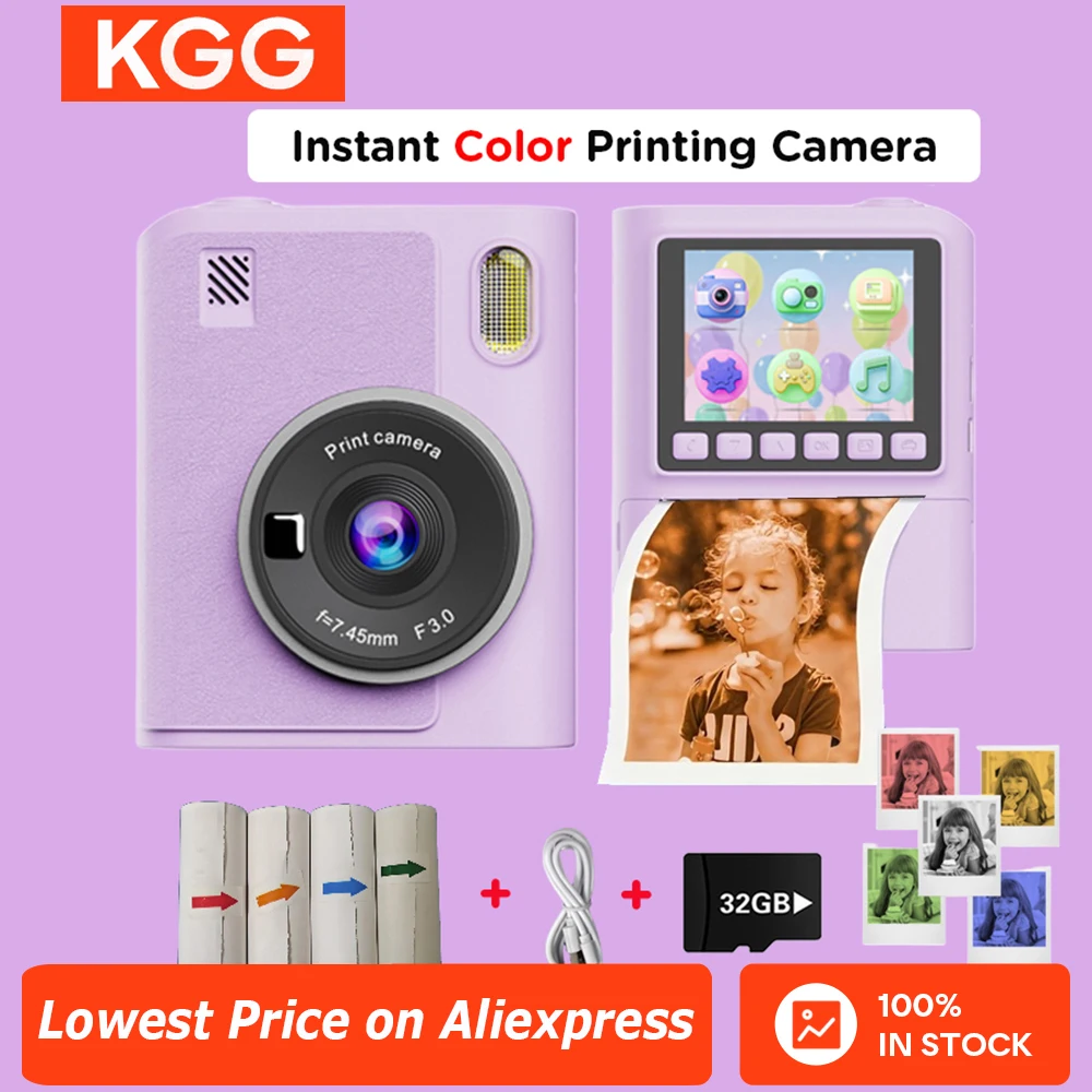 

Kids Instant Print Camera Toy With Color Prints Fun Filters Mirror Effects & Coloring Markers for DIY Art For Boys Girls Gift