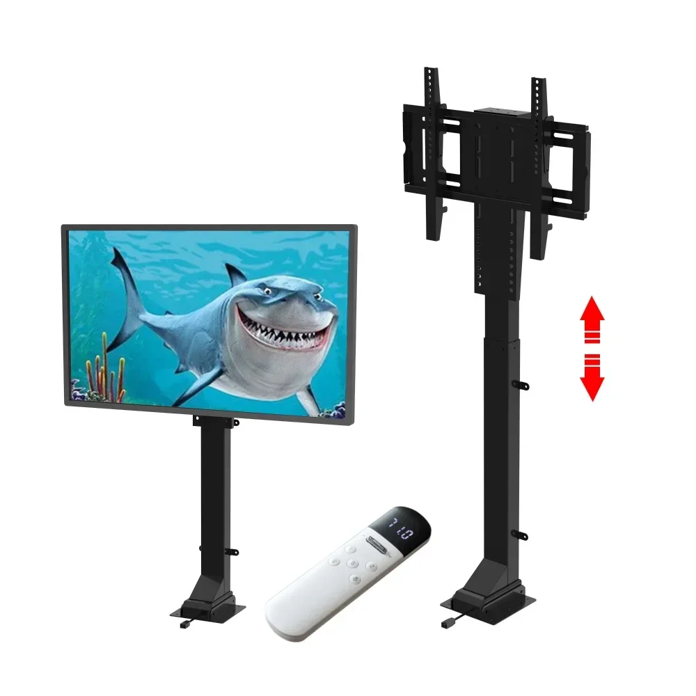 

Height Adjustable Electric 32-70 inch Monitor Stand Outdoor Motorized Steel TV Lift With Remote Control