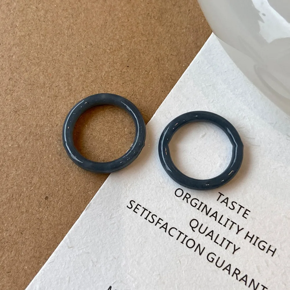 Fashion Plastic Resin Ring Transparent Round Acetic Acid Finger Ring Geometric Glass/Lucite Korean Style Accessories Women