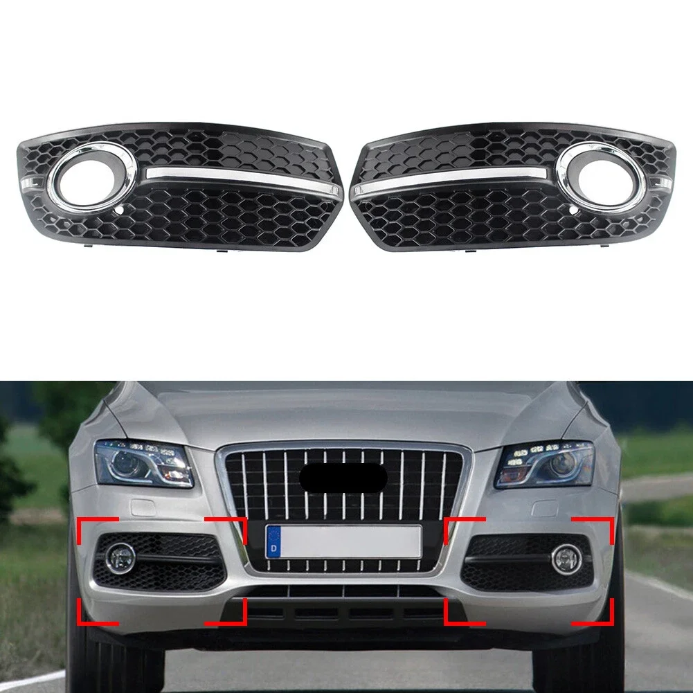 

Left Right ABS Chrome Front Fog Light Lamp Grill Frame Panel Grille Cover Bezel Trim 8R0807682A For Audi Q5 09~12 Car Styling