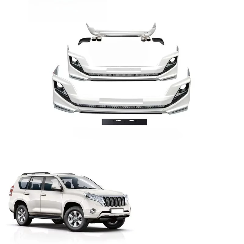 apply to Car Bodykit Pearl White Front Bumper with 5 Led Light for Toyota Prado FJ150 2012-2017