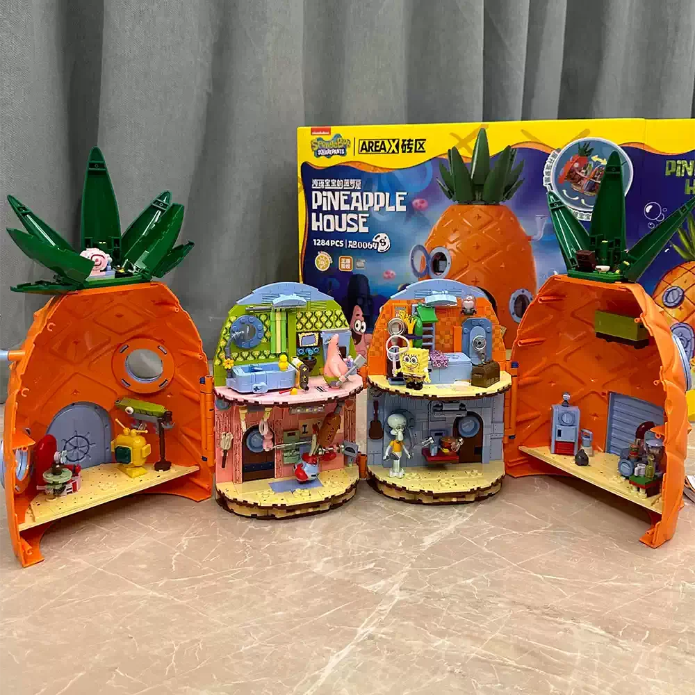 

Area-X 2026 SpongeBob SquarePants Building Blocks Pineapple House Krabby Patty Restaurant Model Bricks Desktop Ornament Toy Gift