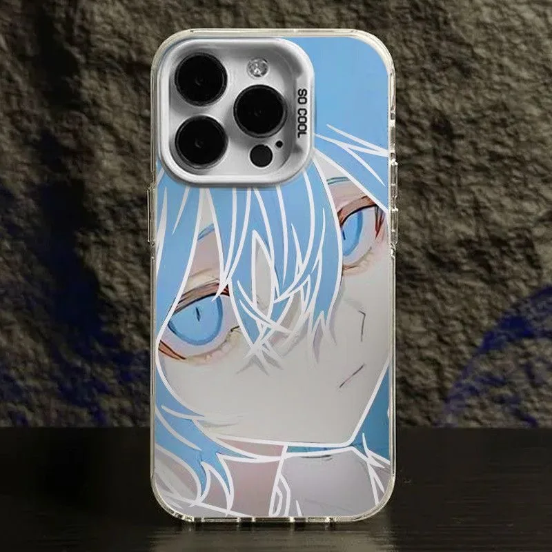 Casing Lunak Gadis Biru Lucu Anime Jepang Perlindungan untuk iPhone 16 15 13 12 11 14 Pro Max XS XR 7 8 16 Plus X SE Coque Keras
