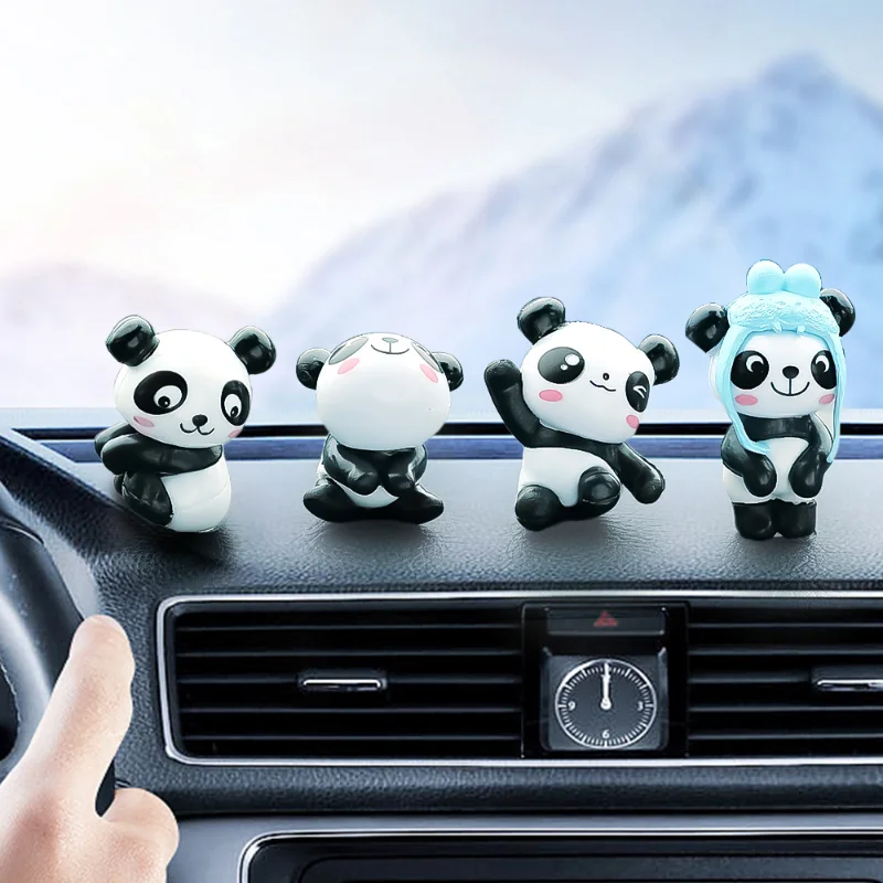 Cute Random Panda Car Dashboard Ornaments Auto Interior Accessories Decorative Toys Paste Animals Styling Auto Decor Ornament