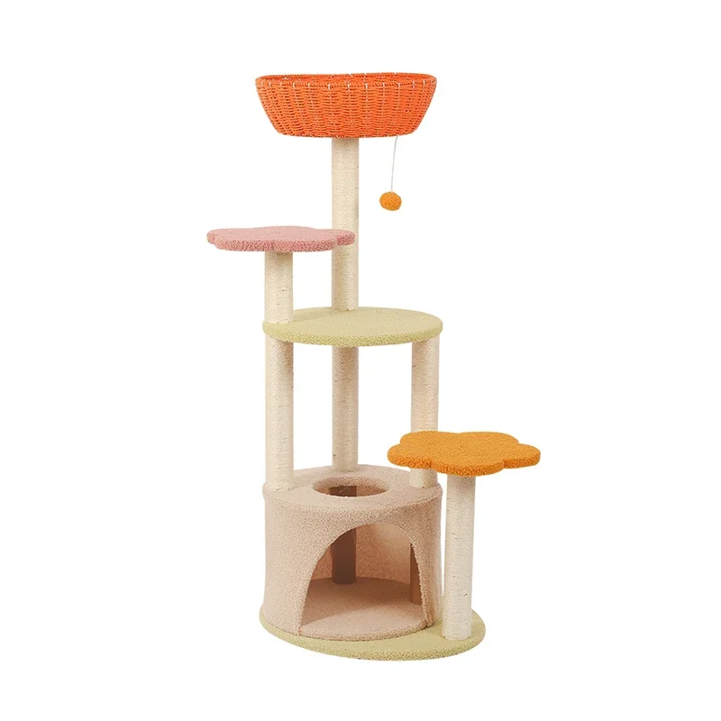 Wholesale Large Cat Climbing Frame All-in-one Frame Tree Wood House Jumping Platform One Piece Foreign Trade Cat Tower