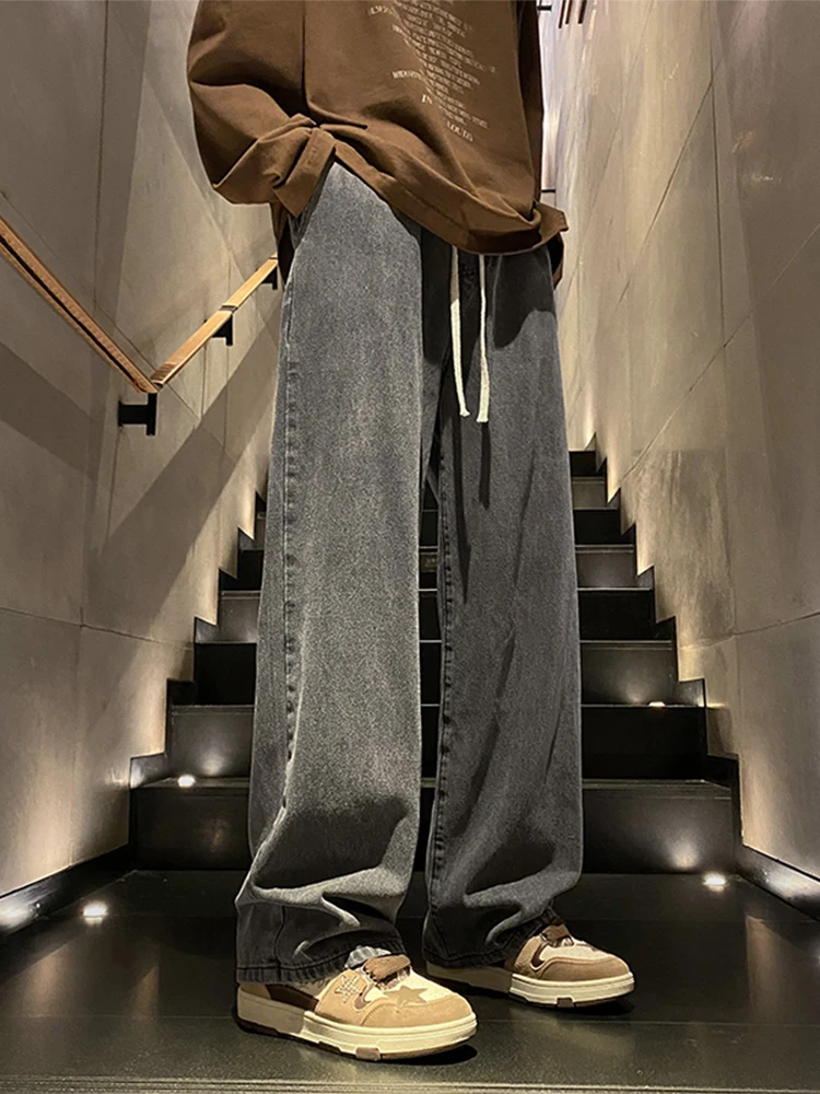 

American Sle Straight Leg Jeans Men's Autumn Loose Wide Leg Long Pants Trendy High Street Casual Trousers for Men