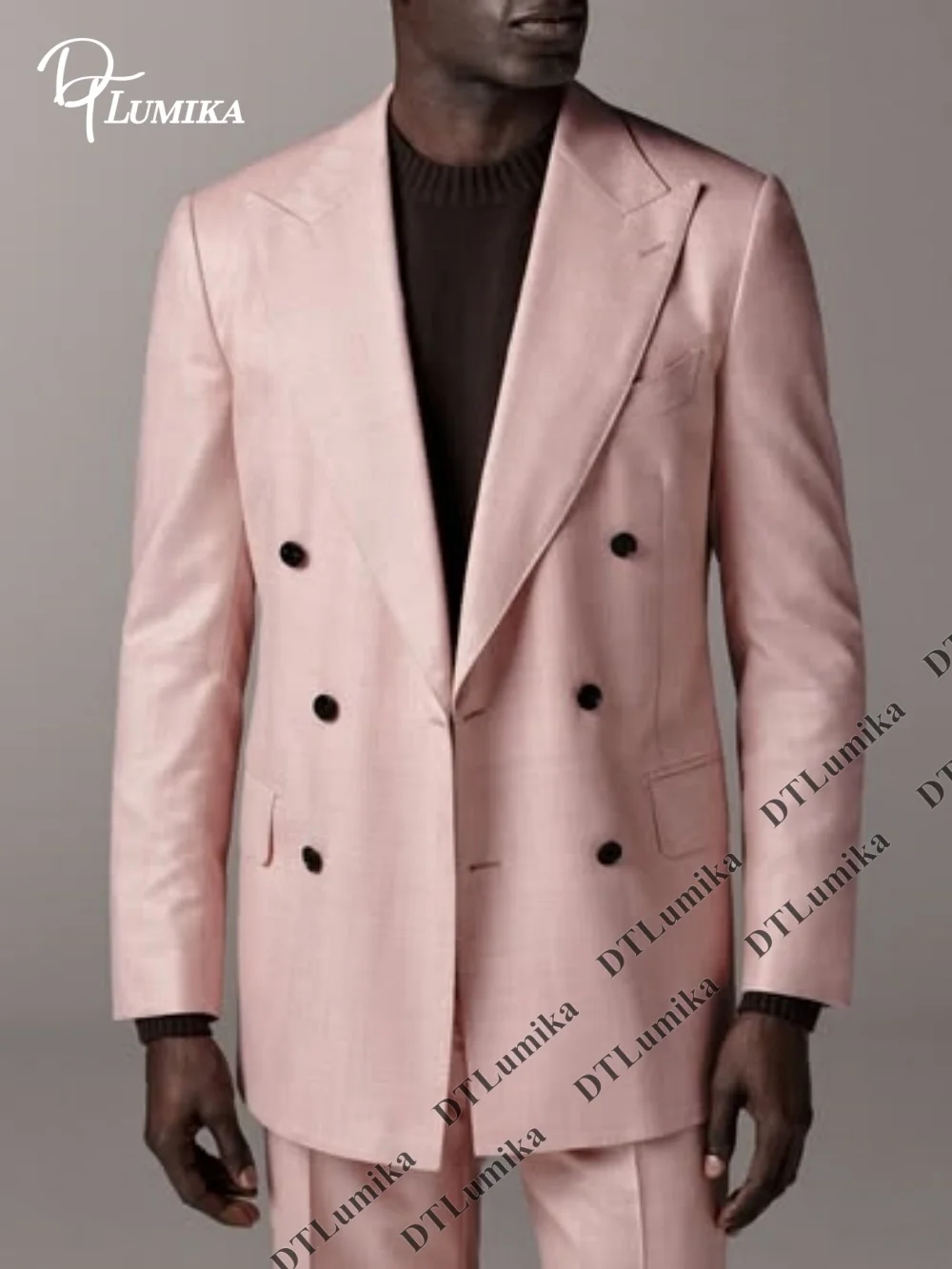 

DTLumika Custom Dusty Pink Double-Breasted 2-Piece Men’s Suit Regular Fit Formal Business Suit Groom Tuxedo Party Dresswear