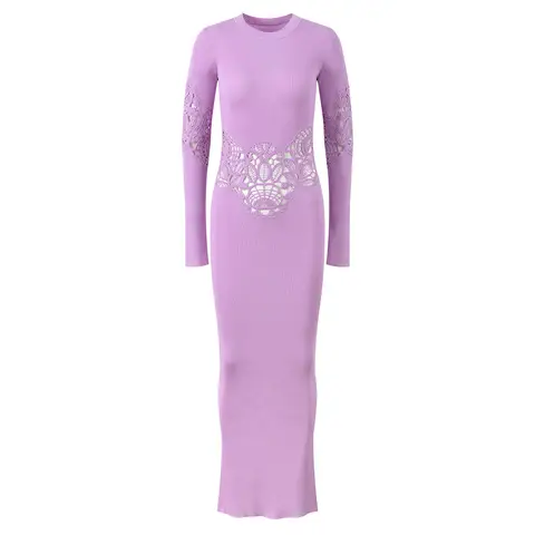 ZJYT Spring Autumn New Long Sleeve Knitting Sweater Dresses for Women 2026 Hollow Out Sheath Bodycon Dress Party Female Vestidos