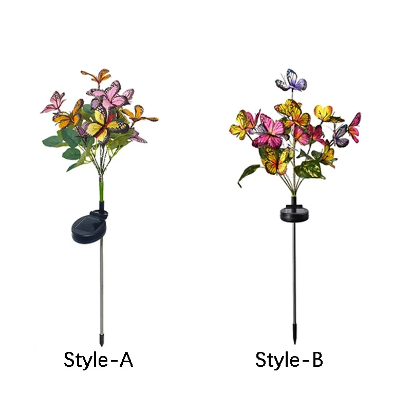 1Pc Garden Lights Solar Simulation Color Butterfly Lawn Light Holiday Outdoor Decoration Ground Plug Lamp Waterproof Lawn Light