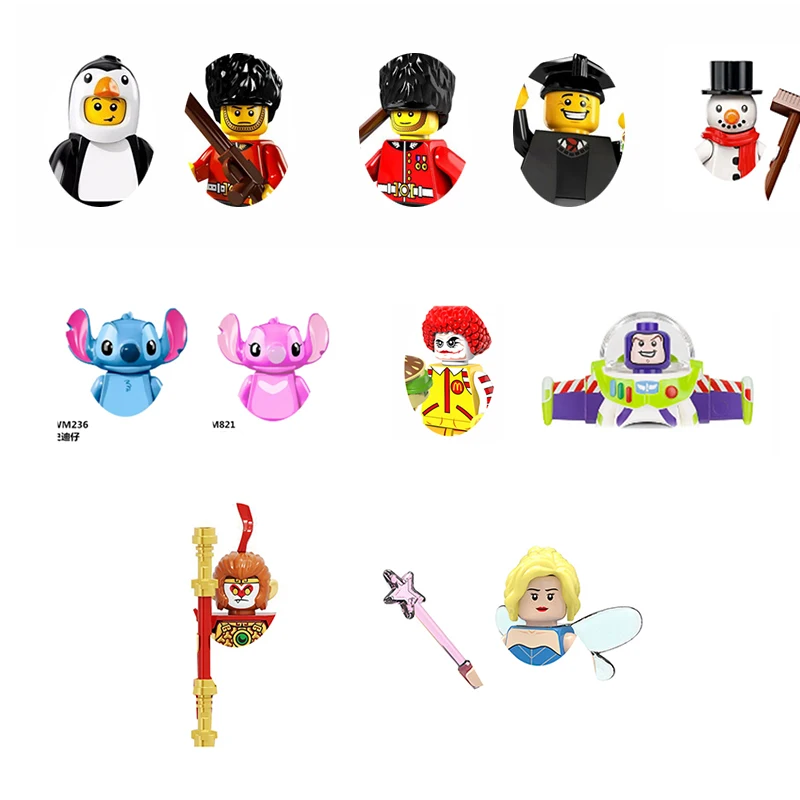 Disney Series Cartoon Building Blocks Single Character Mini Collectible Figures With Body Multiple Styles