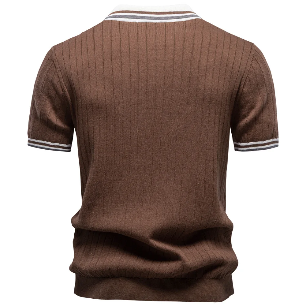 Summer 2026 Men's Business Casual Color Block Shirt Short Sleeve Woolen Top for Men