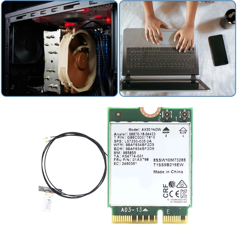 

AX201NGW WiFi Card 160MHz Bandwidth 3000M Wireless Card Support Bluetooth-compatible 5.0 Upgrades PC Wireless Connection P9JB